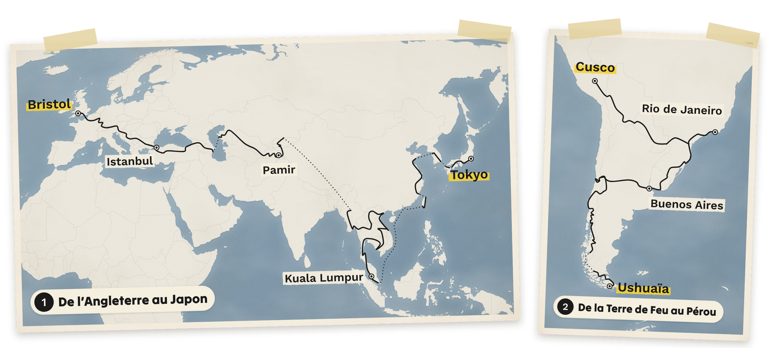 Carte itinéraire tour du monde