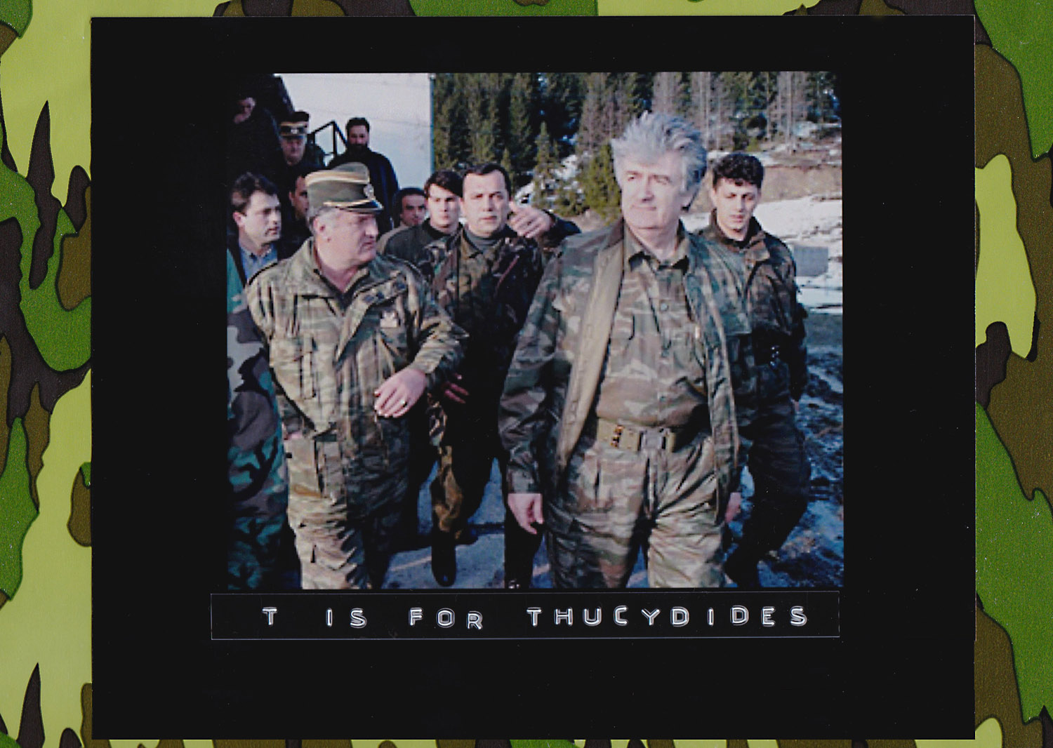 Bosnian Serb wartime leader, Radovan Karadzic (second right) and his general Ratko Mladic (first left) walk accompanied by bodyguards on Mount Vlasic frontline, April 15, 1995. (Photo: Sava Radovanovic/Associated Press) 