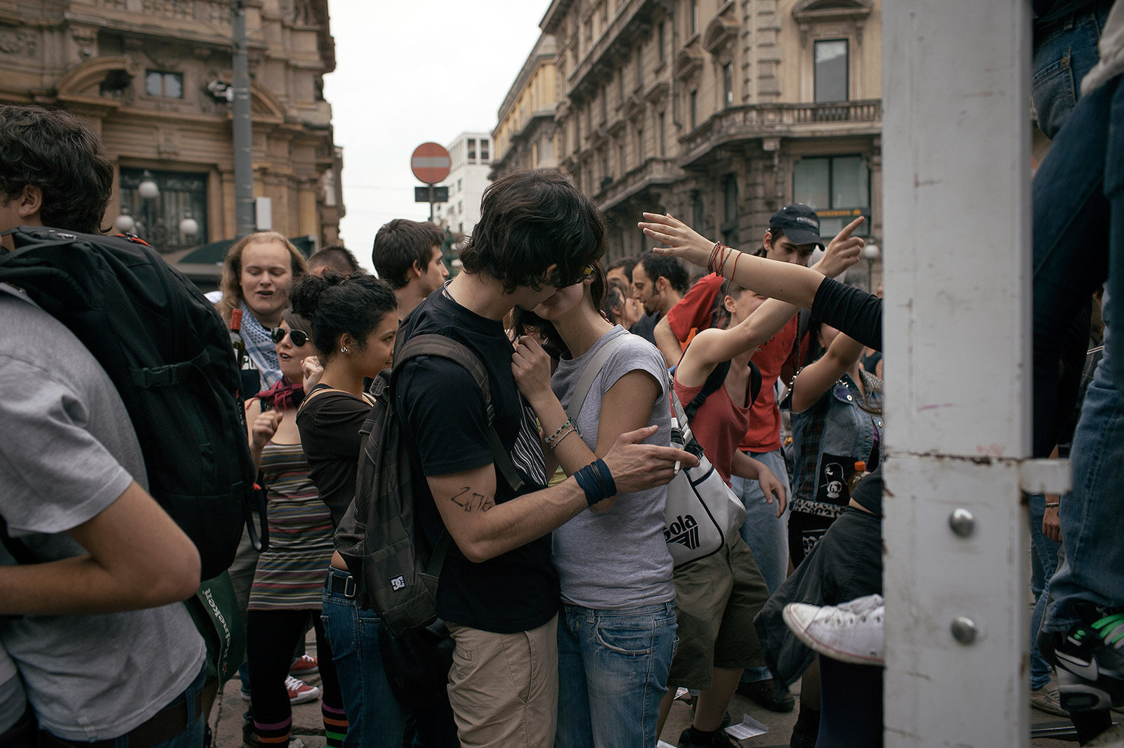  A couple kiss during a street parade on May 2009 in Milan, Italy. 