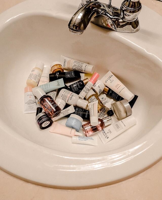 Filled the sink with all the minis I brought on this trip... that&rsquo;s a normal amount for two weeks right? 🙃