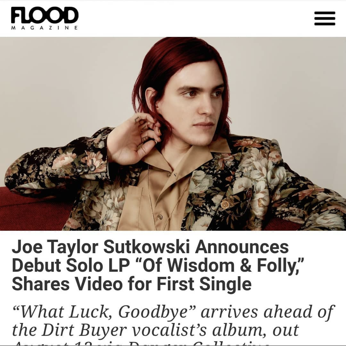 FLOOD Magazine: Joe Taylor Sutkowski Announces Debut Solo LP “Of Wisdom & Folly,” Shares Video for First Single