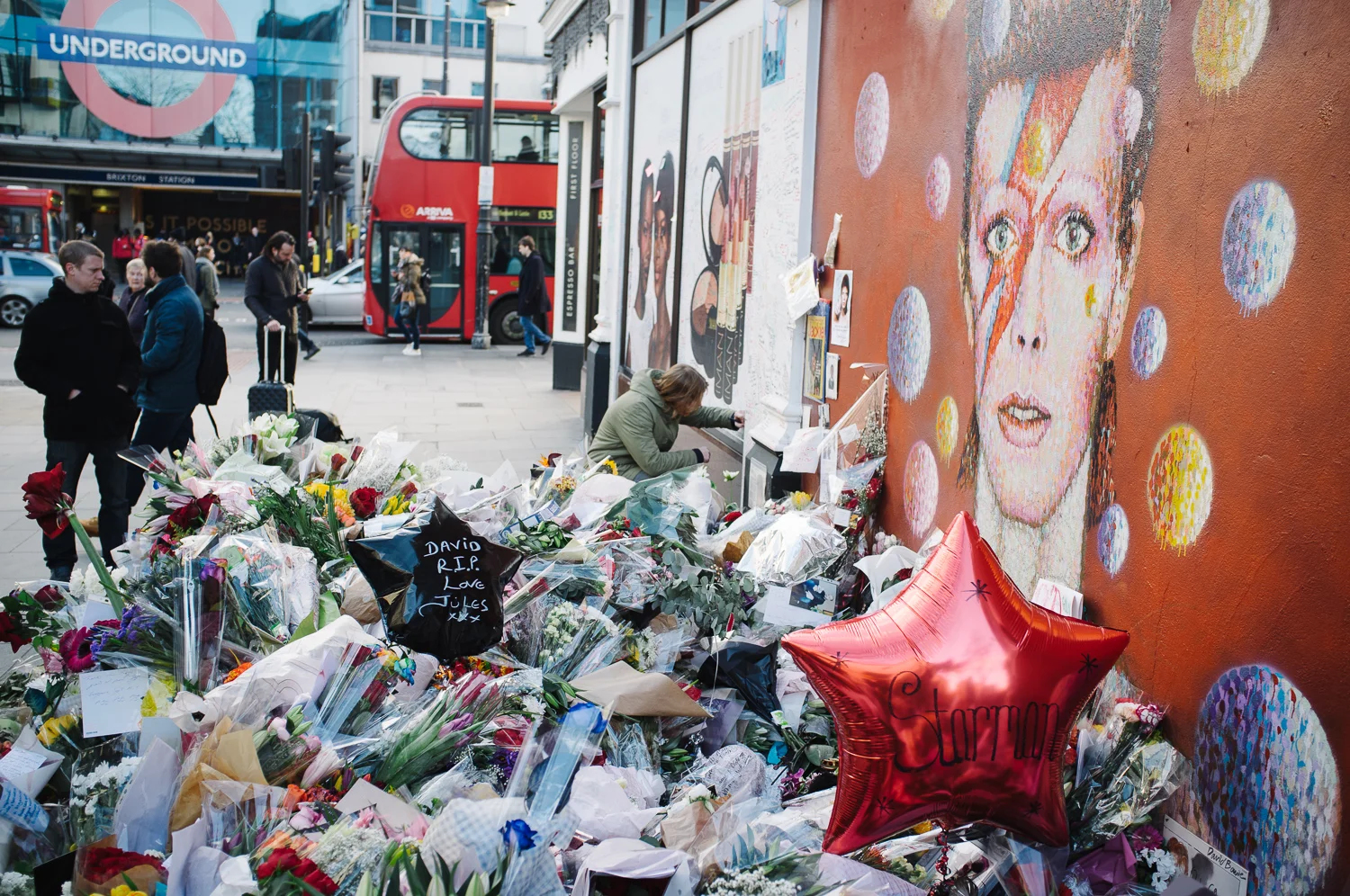 Brixton memorial near Brixton Tube station on a freezing Friday morning