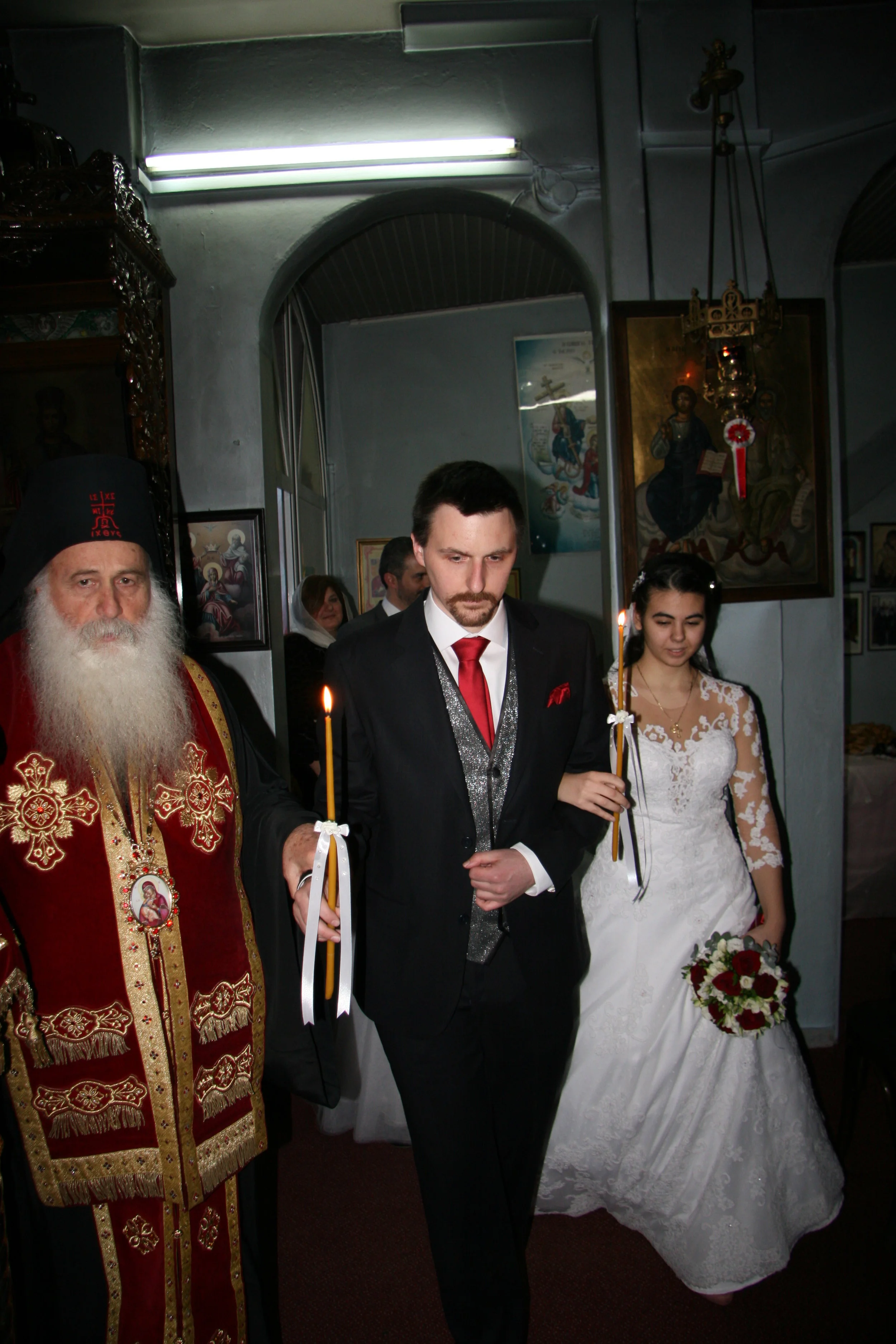 Entering the church