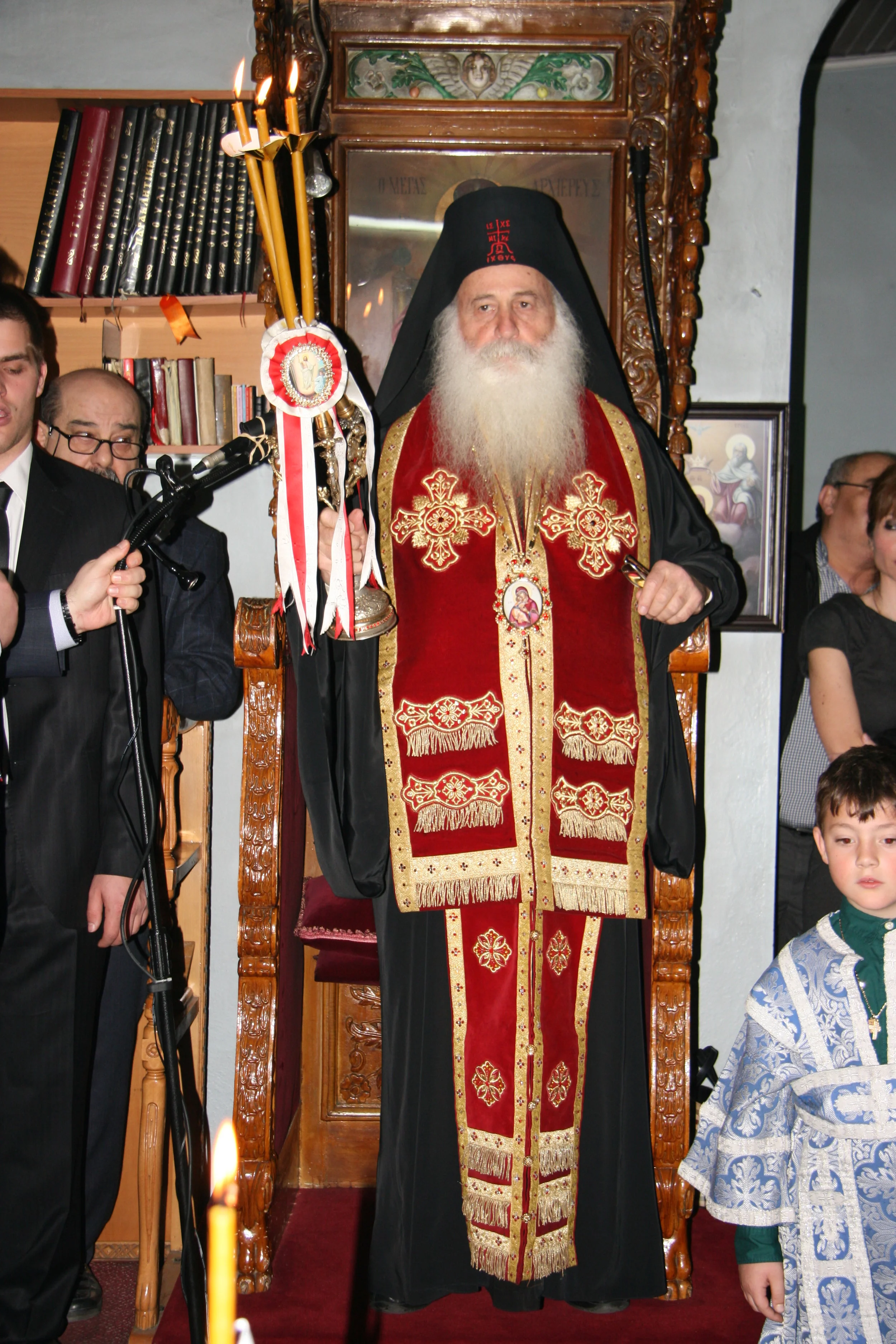 Bishop on his throne; Steph, left
