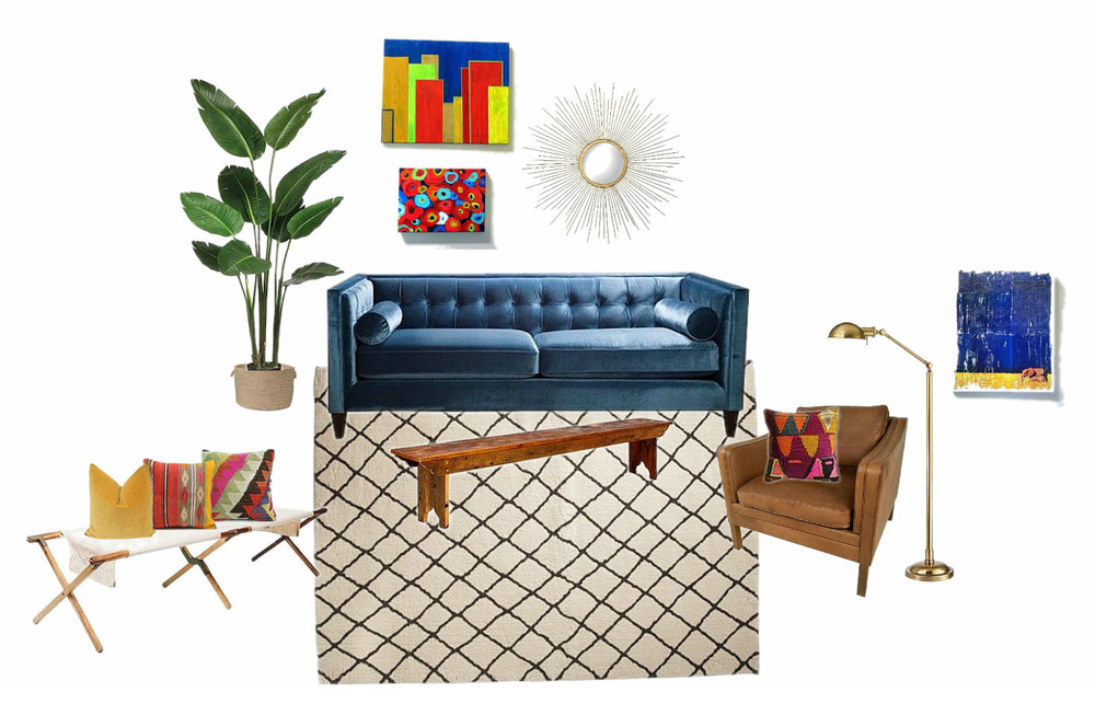 Blue Couch Room Stylemutt Home, What Color Rug Goes With Blue Couch