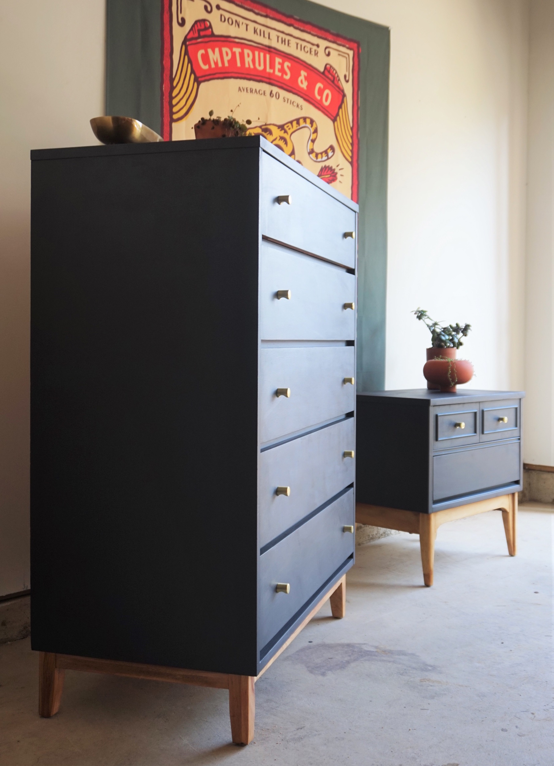 Black dresser with brass hardware deals