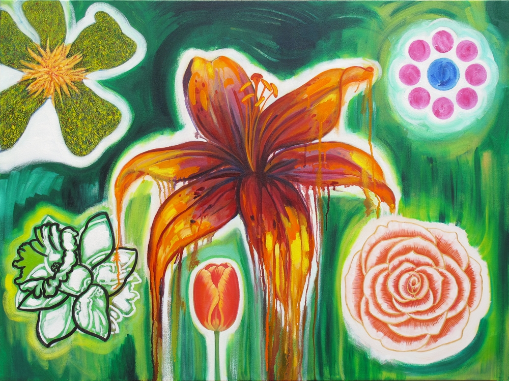 Green Flower Arrangement. 2015. Oil on canvas. 30" x 40"