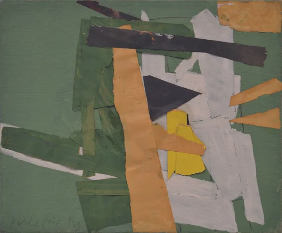Little Green Collage with Painting, 1959 (oil and collage on canvas)
