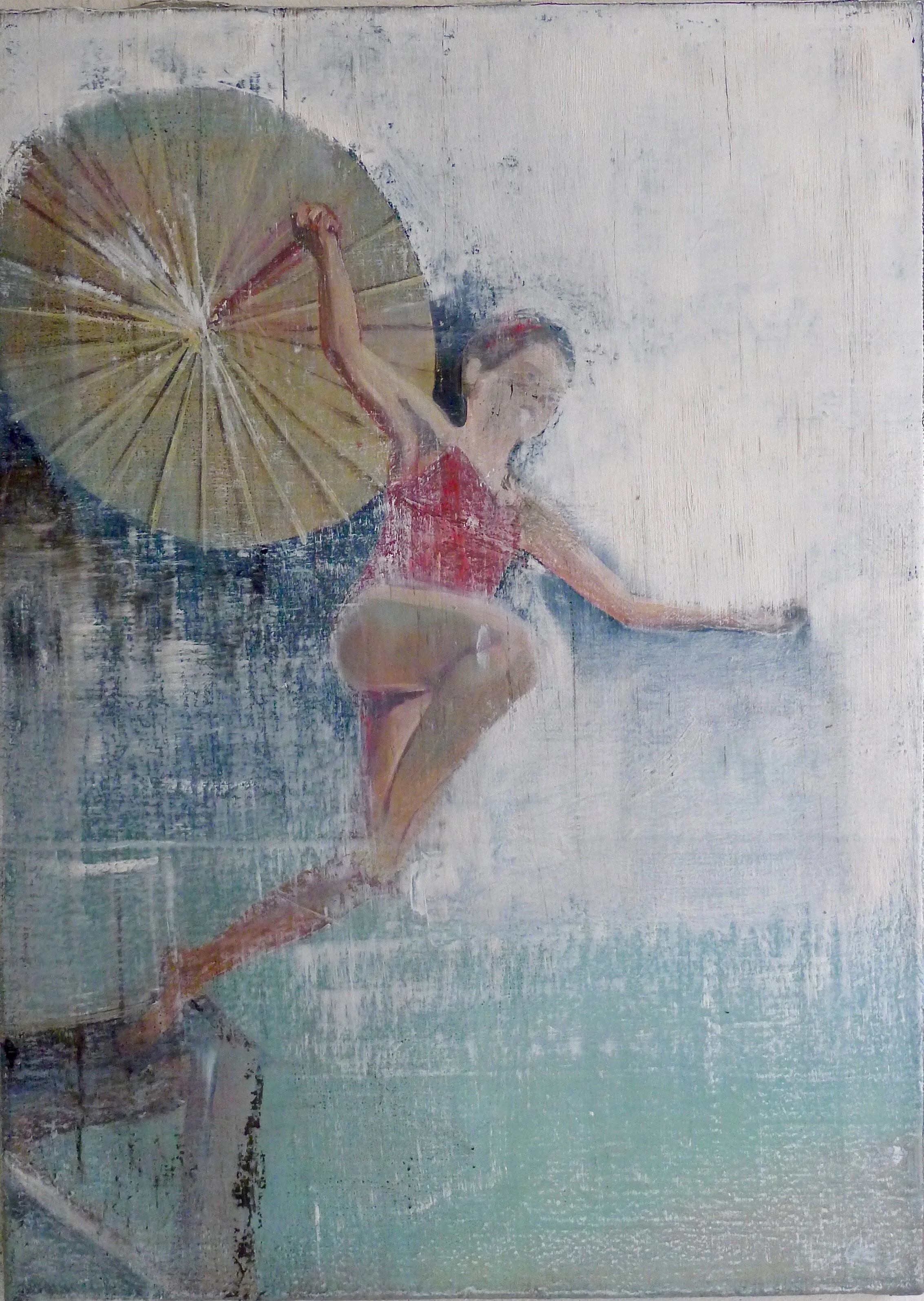 Springerin mit Schirm