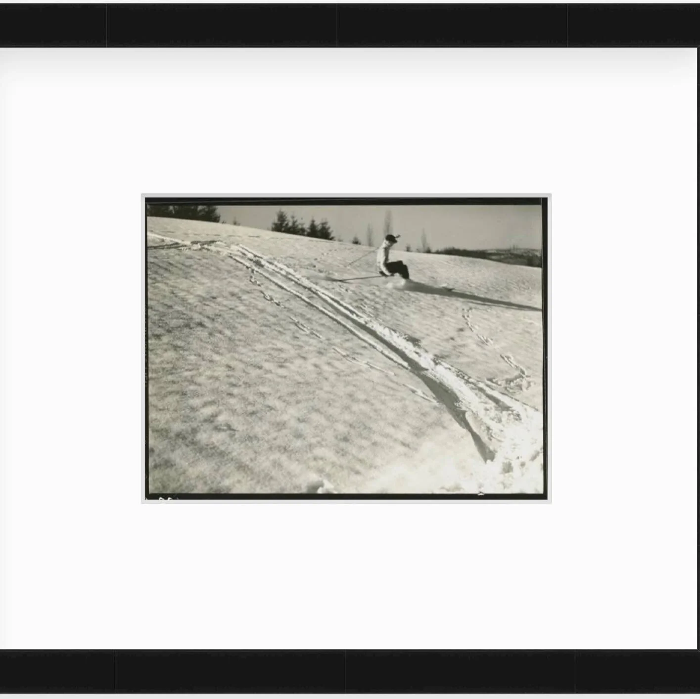 Living in Seattle you know the fun doesn't stop in the winter. Head to the Cascades and ski, as did Mary and Hal Pearson. This compositionally wonderful reproduction was a large format Graflex original print, photographed in the late 1920's by Hal Pe