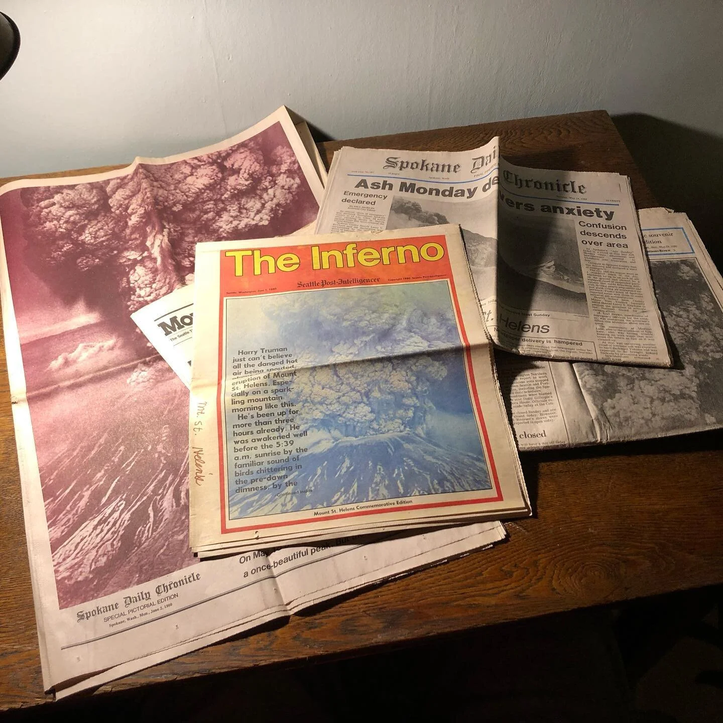 Sold as group of 6 commemorative newspapers, all from Seattle or Spokane. All with excellent vintage quality, sublime images and good condition. Covers are not worn, w/ minor scrawling. Creases can be flattened in a press. 

Spokane Daily Chronicle M