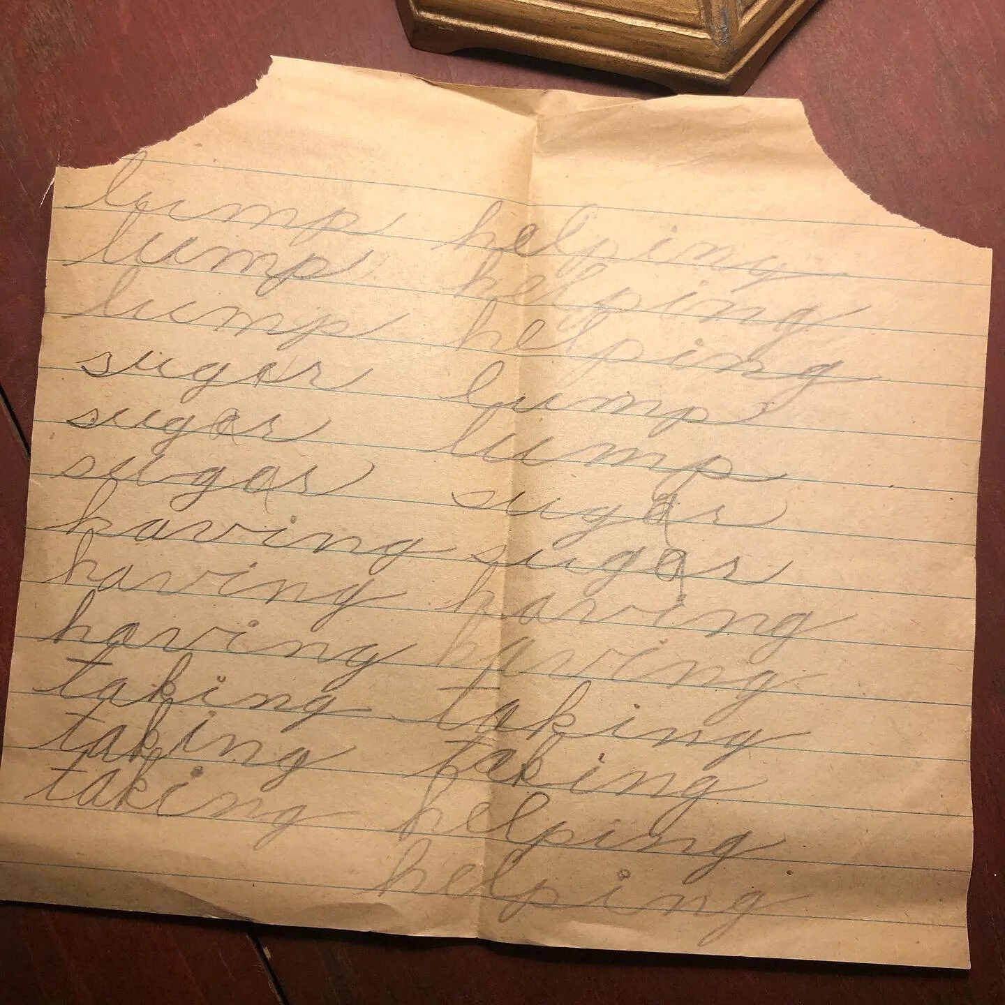 1949, Girl Scout Camp letters home collection. Brownie doll, hand-drawn cartoons and cursive practice. 10 letters home.