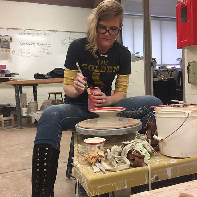 Today @bobby.free caught me making some things for our up coming Sweets in Things collaboration with culinary arts. They are in charge of the sweets.  #ceramics #saddlebackcollege #saddlebackceramics #porcelain #artlife #saddlebackarts #saddlebackcul