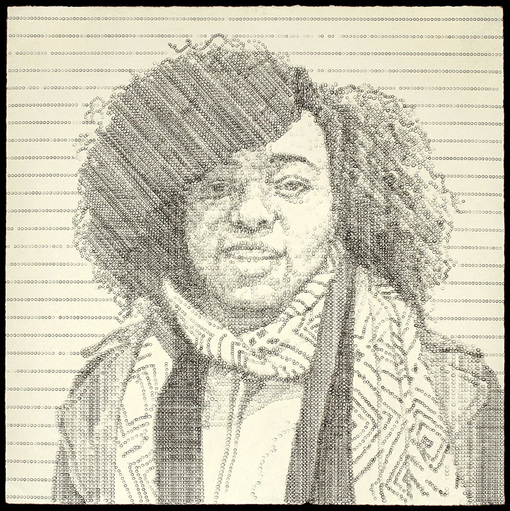   Ebony  Typewritten Ink on Paper, 14 x 14 inches, 2015  Available through LeMieux Galleries  