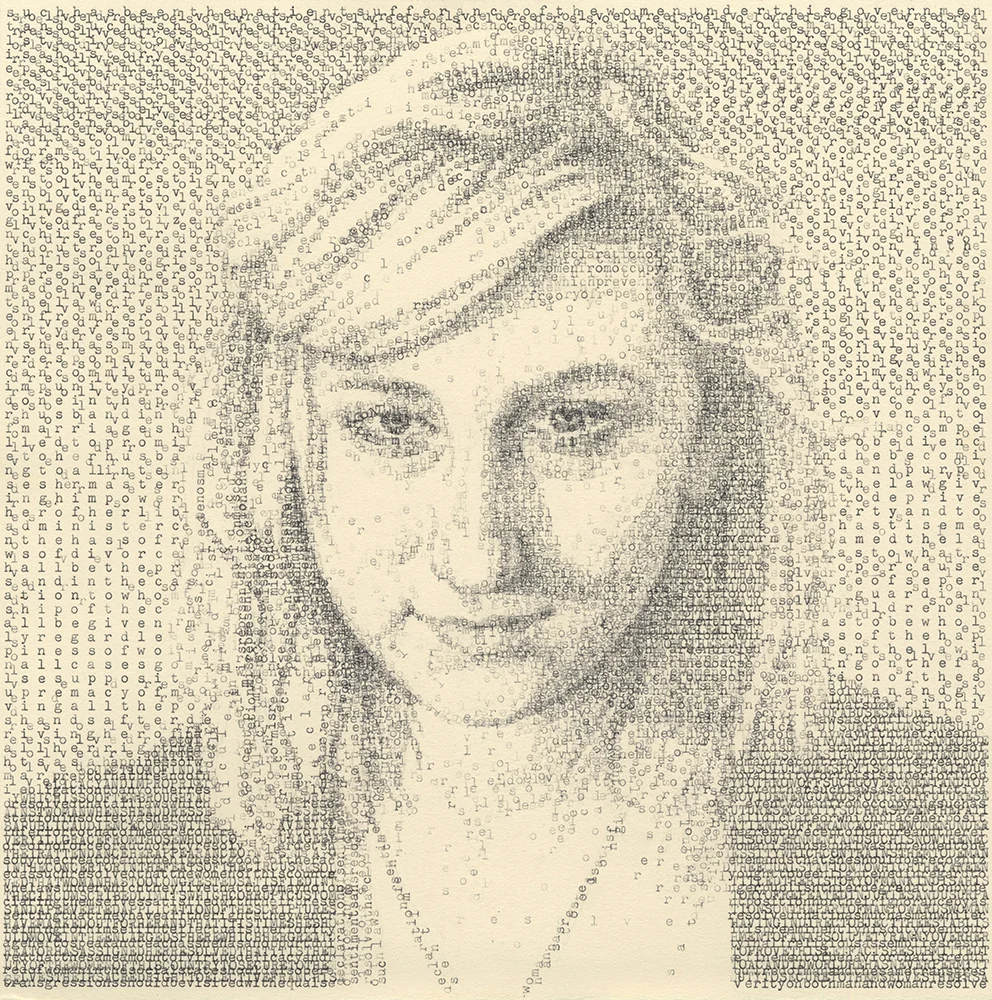  Marlee (Stanton 1848), 2016 Typewritten ink on paper 12 x 12 x 0.50 in $1,400 