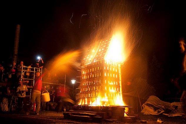 One of Nina Hole's sculptures during firing