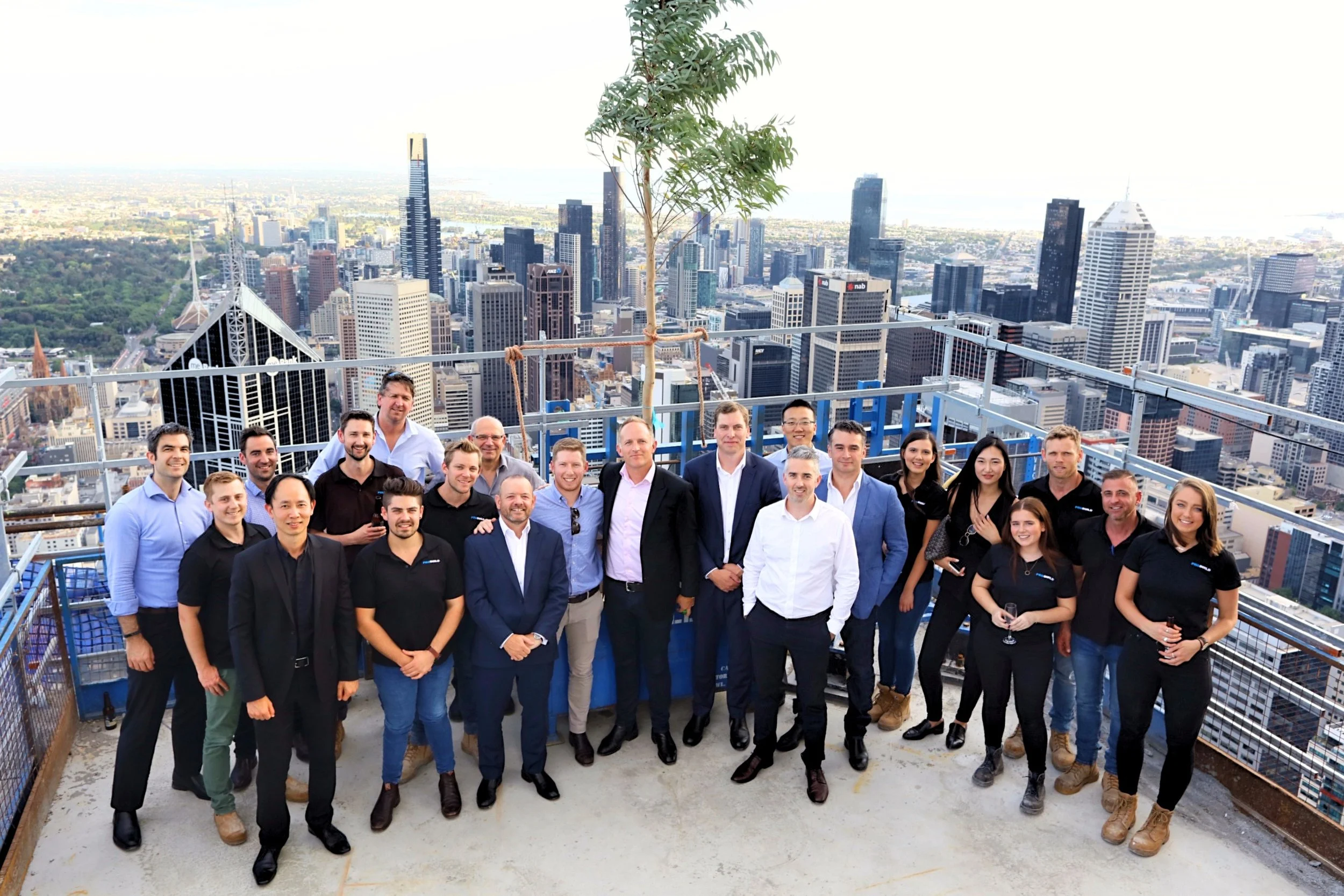 The Victoria One project team celebrating topping out.