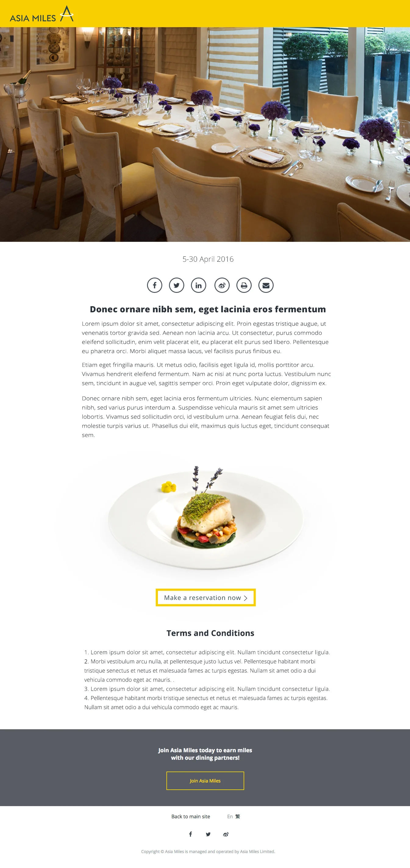 Layout for landing page