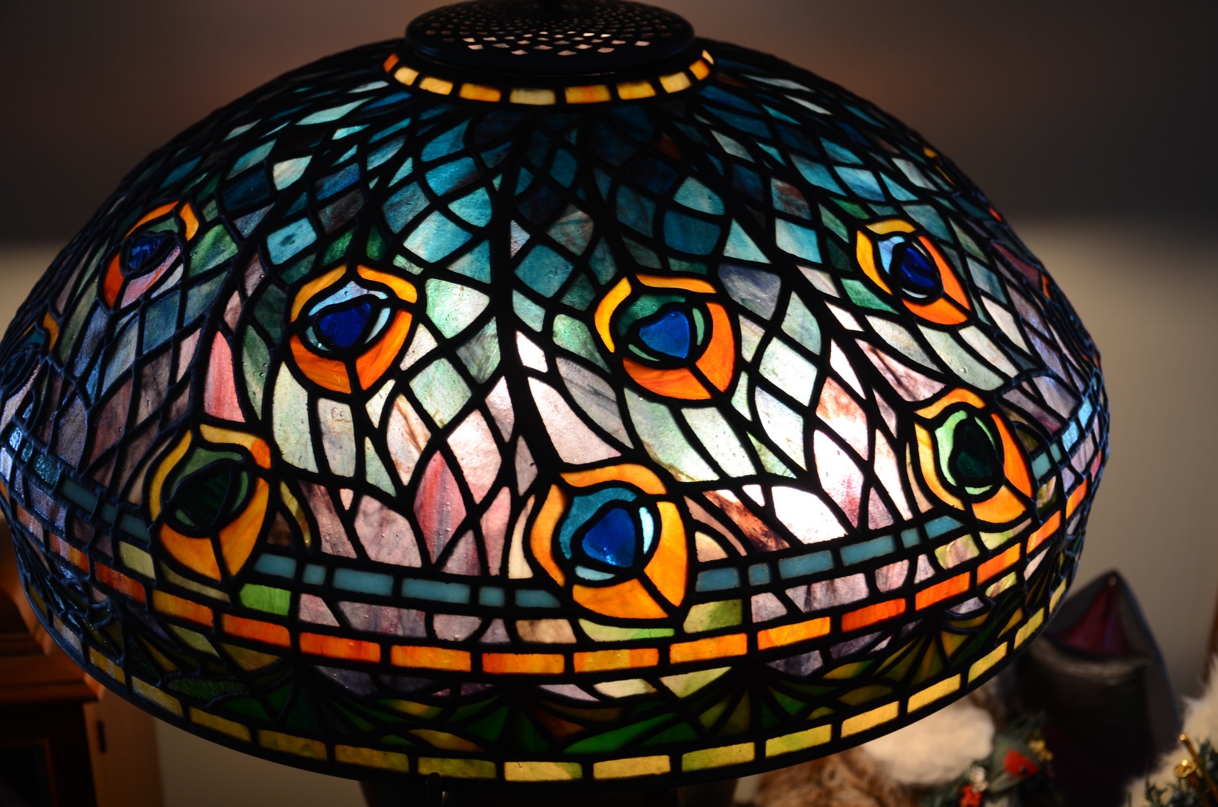 Exact Reproduction of Tiffany's 18" Peacock Lamp