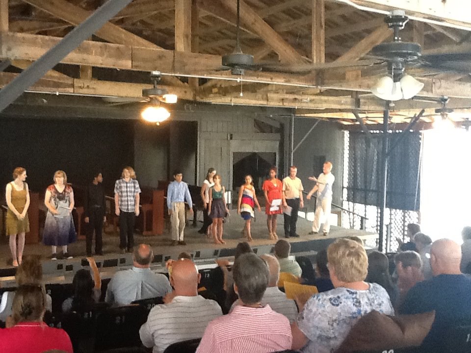  Kevin with a group of young piano students at Inspiration Point Fine Arts Colony Piano and String Camp. July, 2012.&nbsp; 