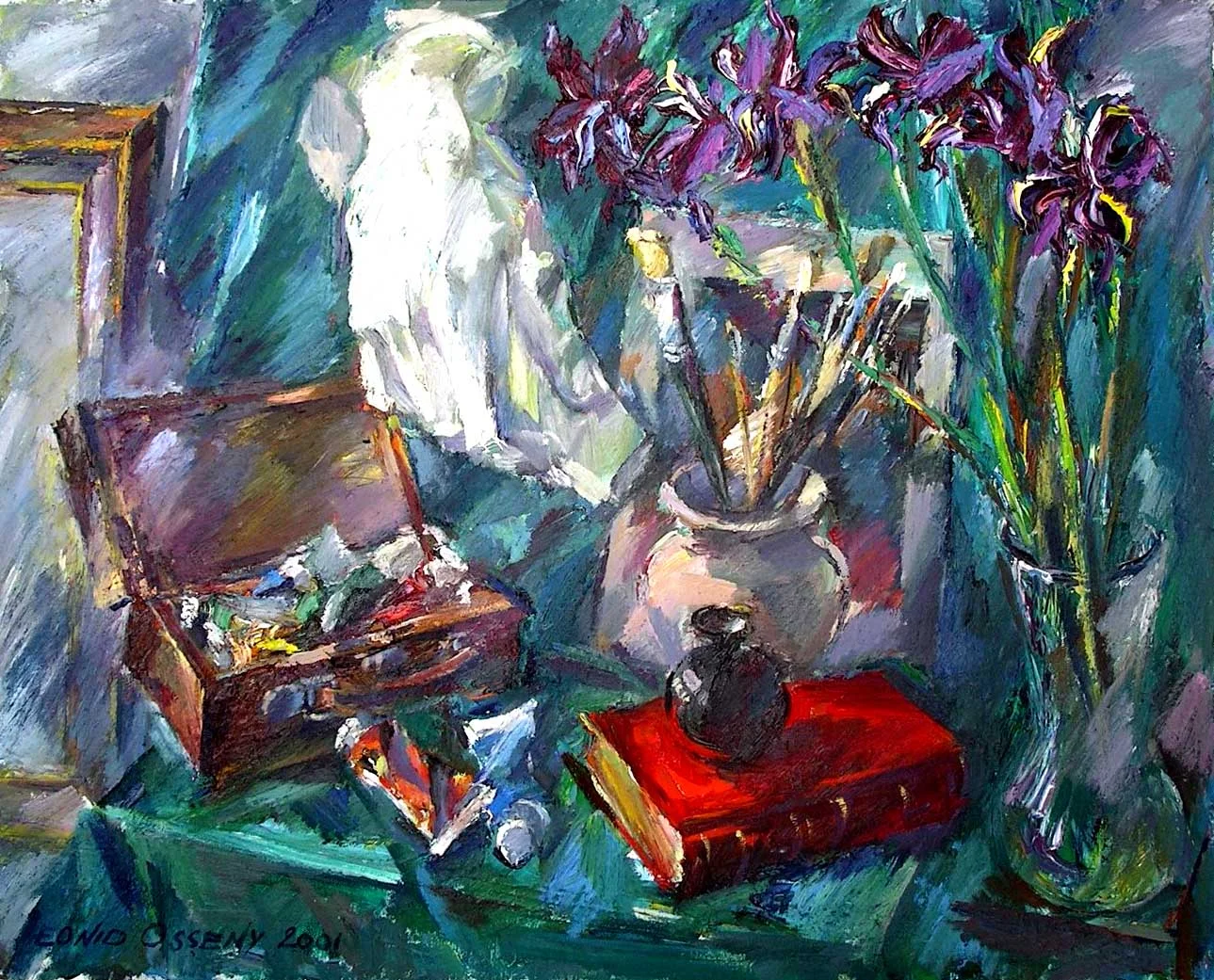 Still life with the plaster hand, 2001, oil on canvas, 24 x 30 in
