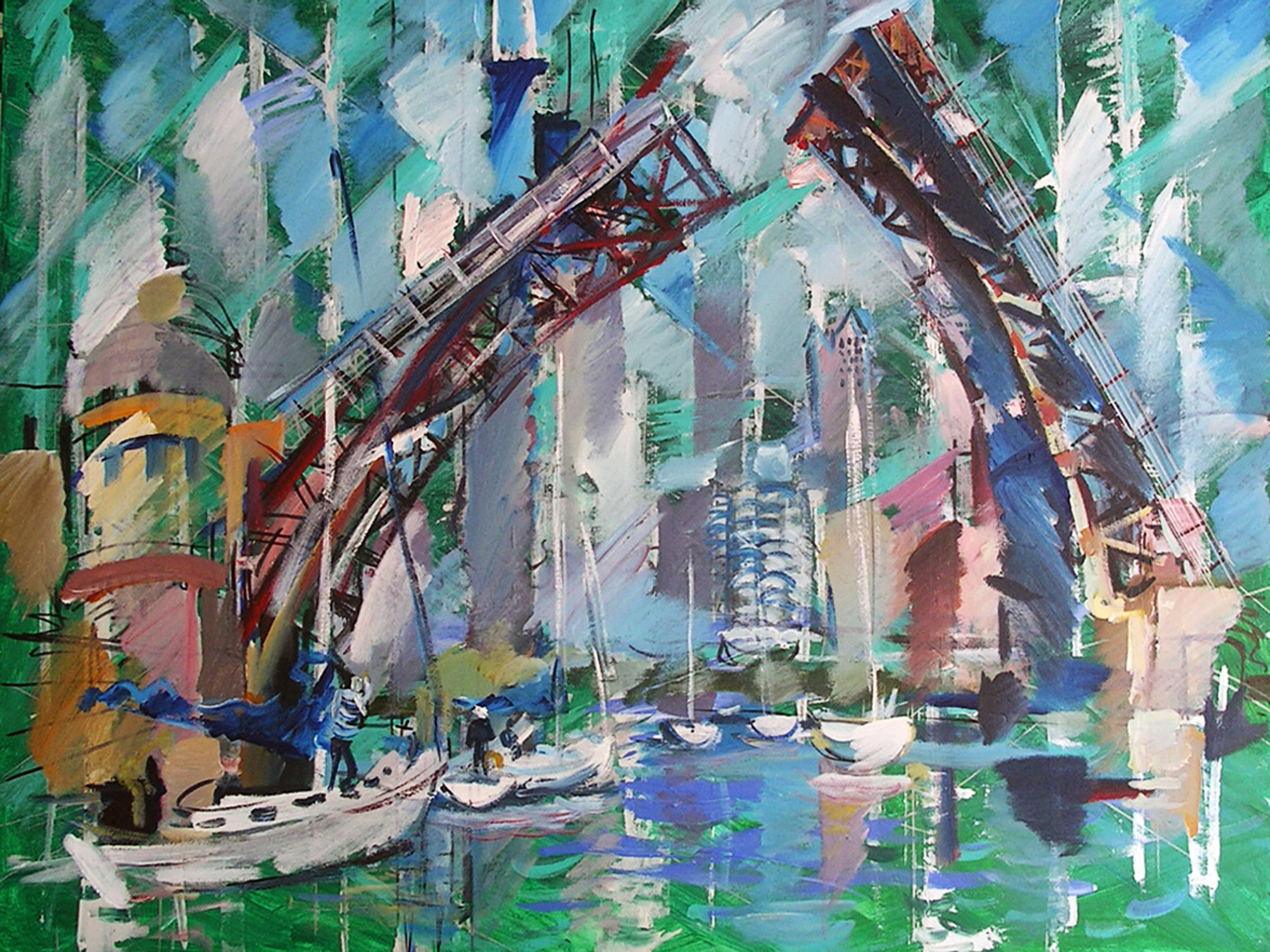 Leonid Osseny. Open Bridge on South Chicago River 2014.  Acriylic on canvas, 30x40.jpg