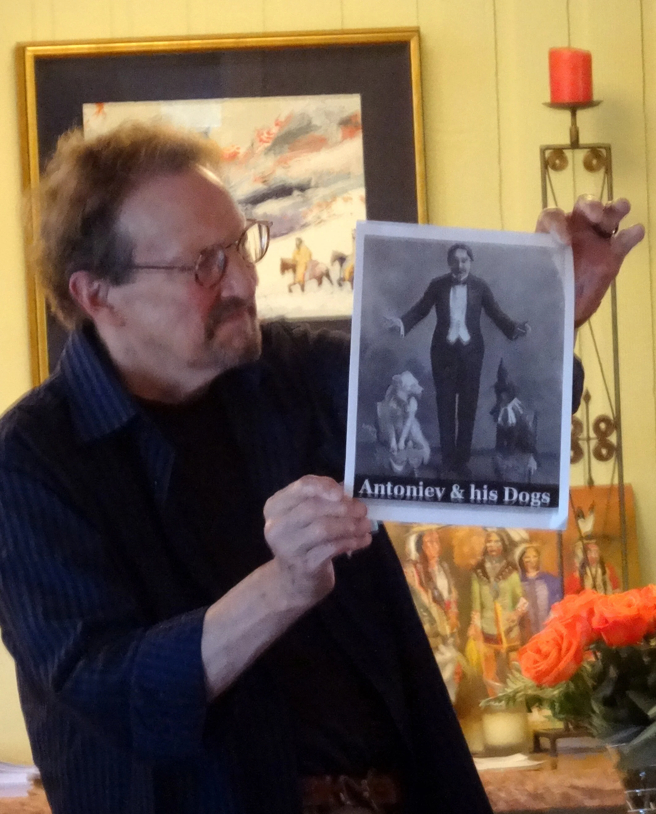 Dennis Collins assisted by showing images of the characters in Colette’s 1910 novel La Vagabonde.