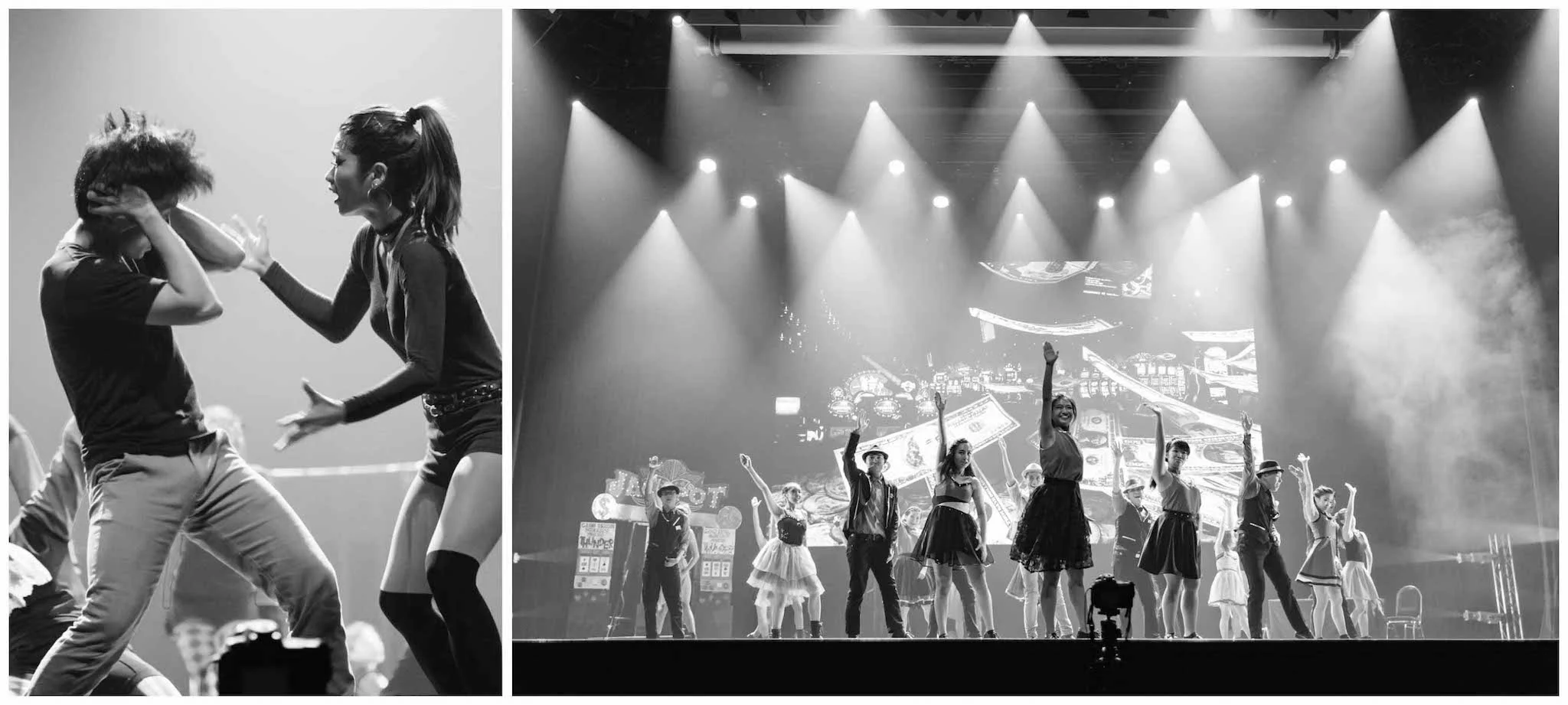 Sometimes the colours get too overwhelming, especially when certain lights cast coloured patches on the dancers facers that my camera can't expose properly or that I'm unable to edit away, B&W is the way to go. 