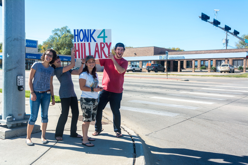 The fearless group of students pose while carry out their candidate endorsement experiment. | PC: Zach Morrison