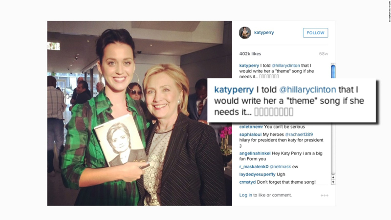 Celebrities like Katy Perry are publicly endorsing candidates more than before. | PC: CNN.com