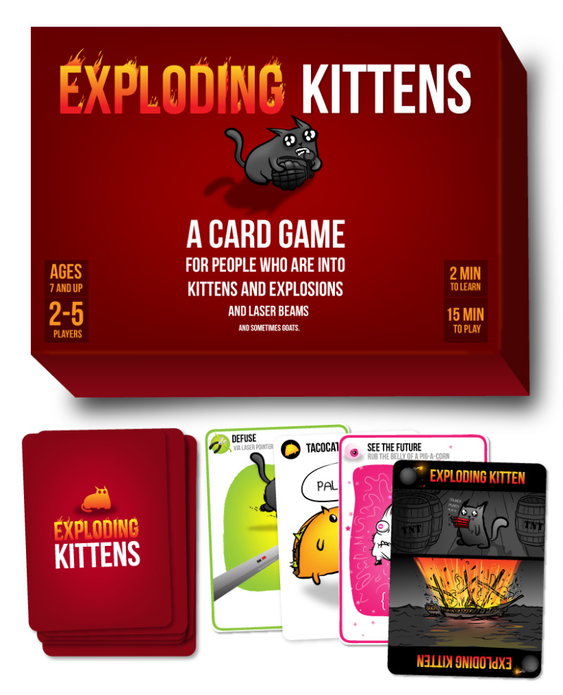 Exploding kittens is the most-backed project on Kickstarter, with 219,000 backers. | PC: explodingkittens.com
