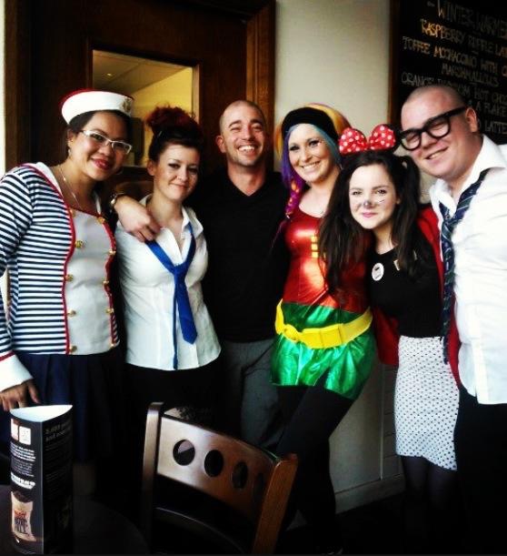 Crazy fancy dress at Rhode Is;and Coffee during UK Coffee Week 2013