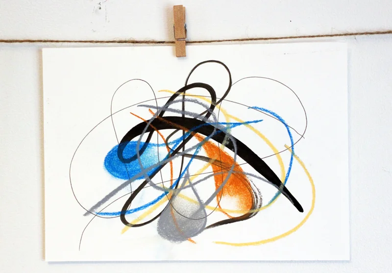 EL005, 150mm x 210mm; Ink, pen and pastel on acid-free paper, $100