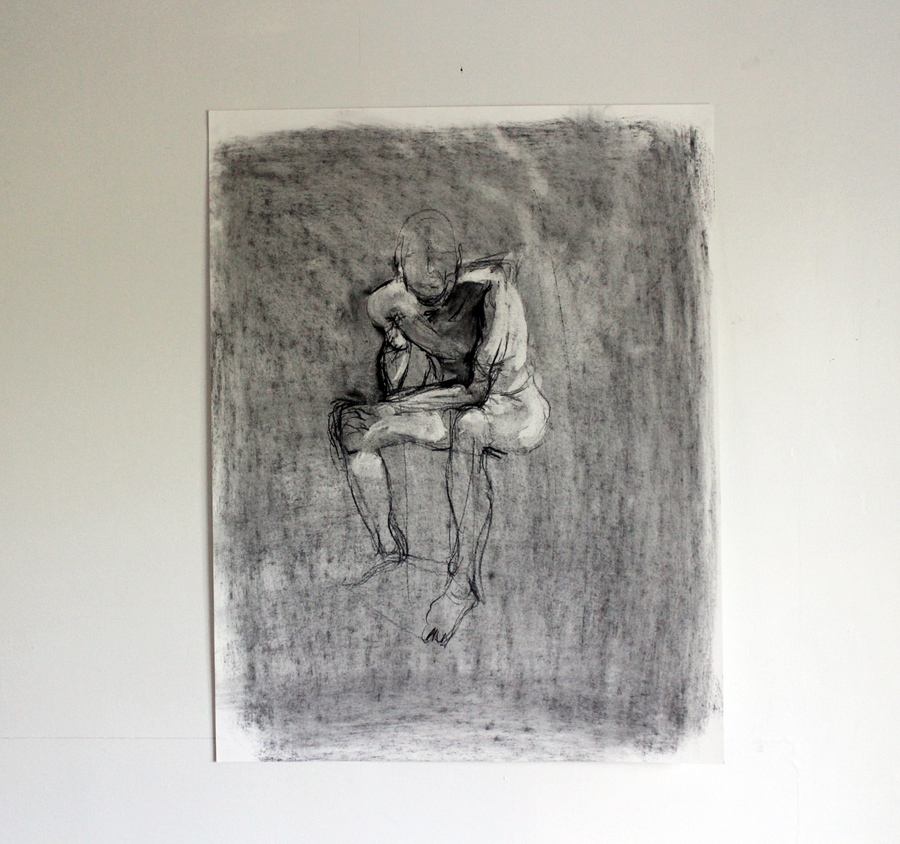 N004, 650mm x 500mm; Charcoal on paper, $140