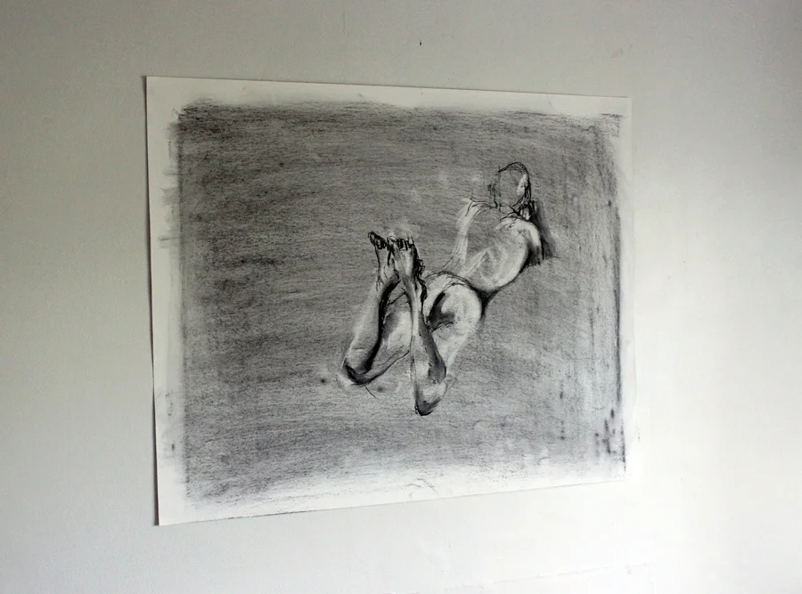 N005, 500mm x 650mm; Charcoal on paper, $140