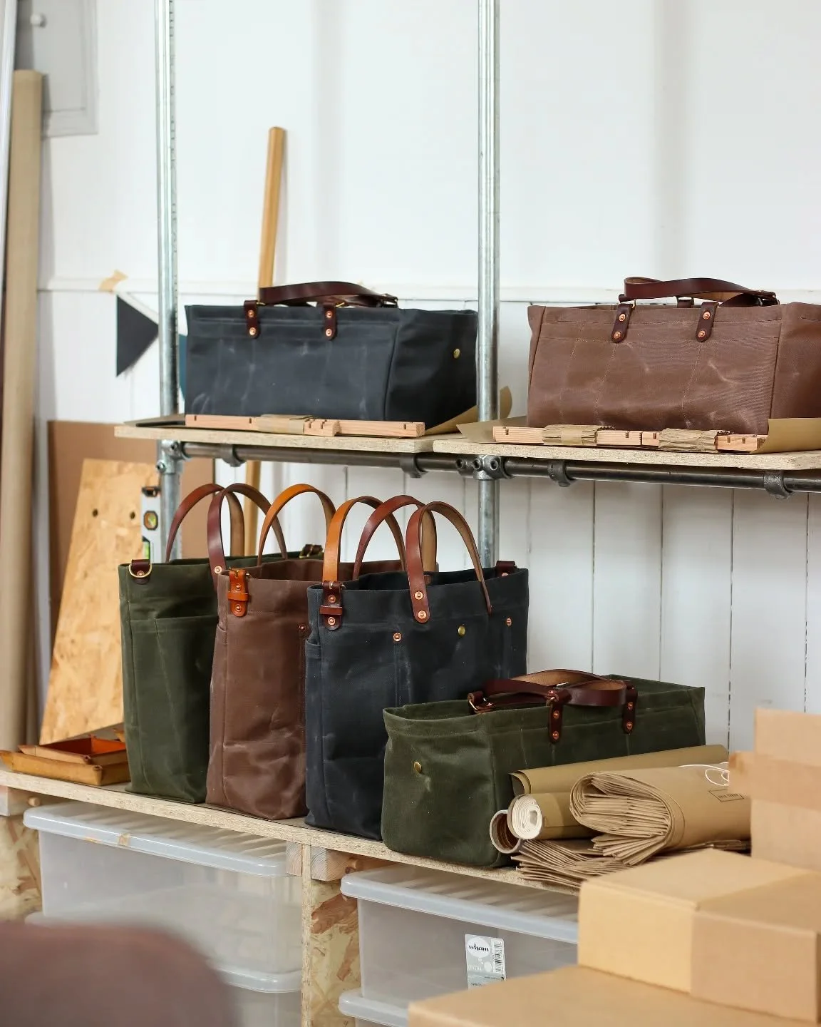 Amidst the chaos of boxes and stand furniture there's a pretty handy collection of bags appearing on the shelves ready for @craftfestival Wales this weekend.

Final couple of days of prep and packing in the workshop before cramming it all in the back