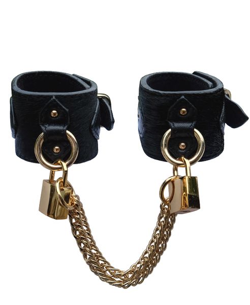 pony leather cuffs with padlock