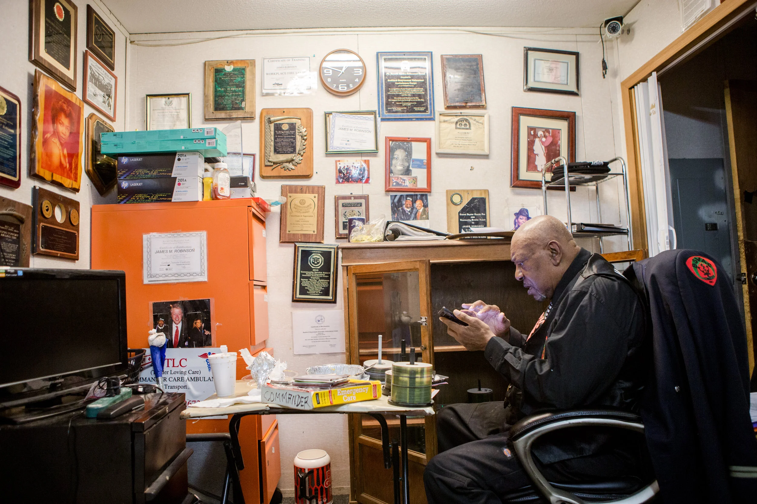 Mr. Robinson is legally blind. The print on his phone is fairly large, and he often struggles to read it.