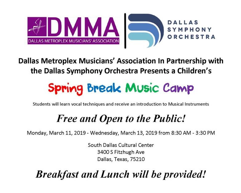 Spring Break Music Camp from Dallas Metroplex Musicians’ Association &amp; Dallas Symphony Orchestra