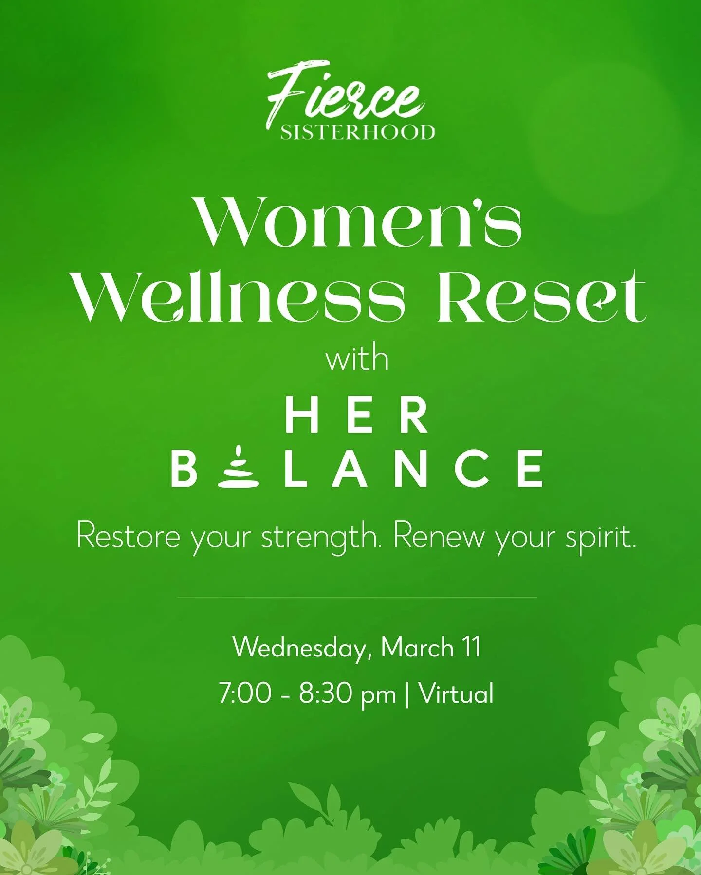 If you&rsquo;ve been craving a reset physically, mentally, or emotionally, this evening is for you. 🌿

Join us for a Women&rsquo;s Wellness Reset with Her Balance, a virtual workshop on Wednesday, March 11 from 7:00&ndash;8:30 PM. 

We&rsquo;re hono