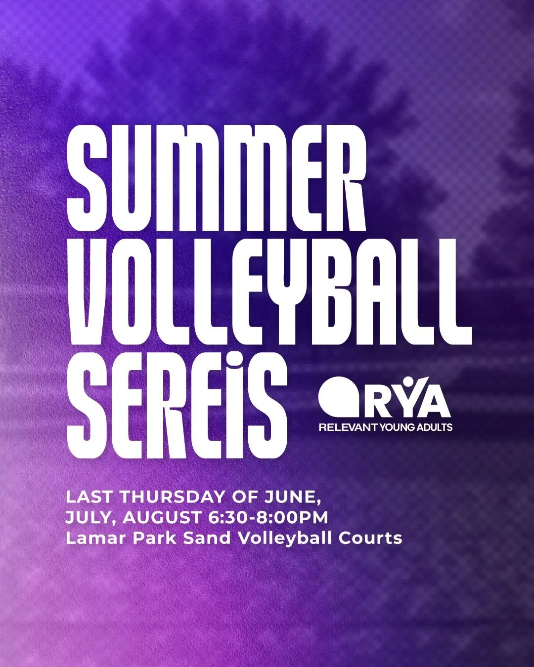Peak summer. Great weather. Better people. ☀️🏐

Don&rsquo;t let July slip by without joining us for our RYA Summer Sand Volleyball series! If you&rsquo;re 18&ndash;34, come spend the evening getting active, meeting new people, and making the most of