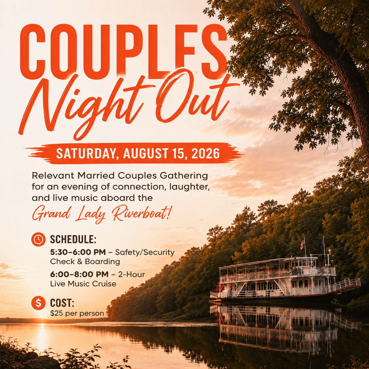ReEngage Marriage Couples Night Out | Grand Lady Riverboat Cruise