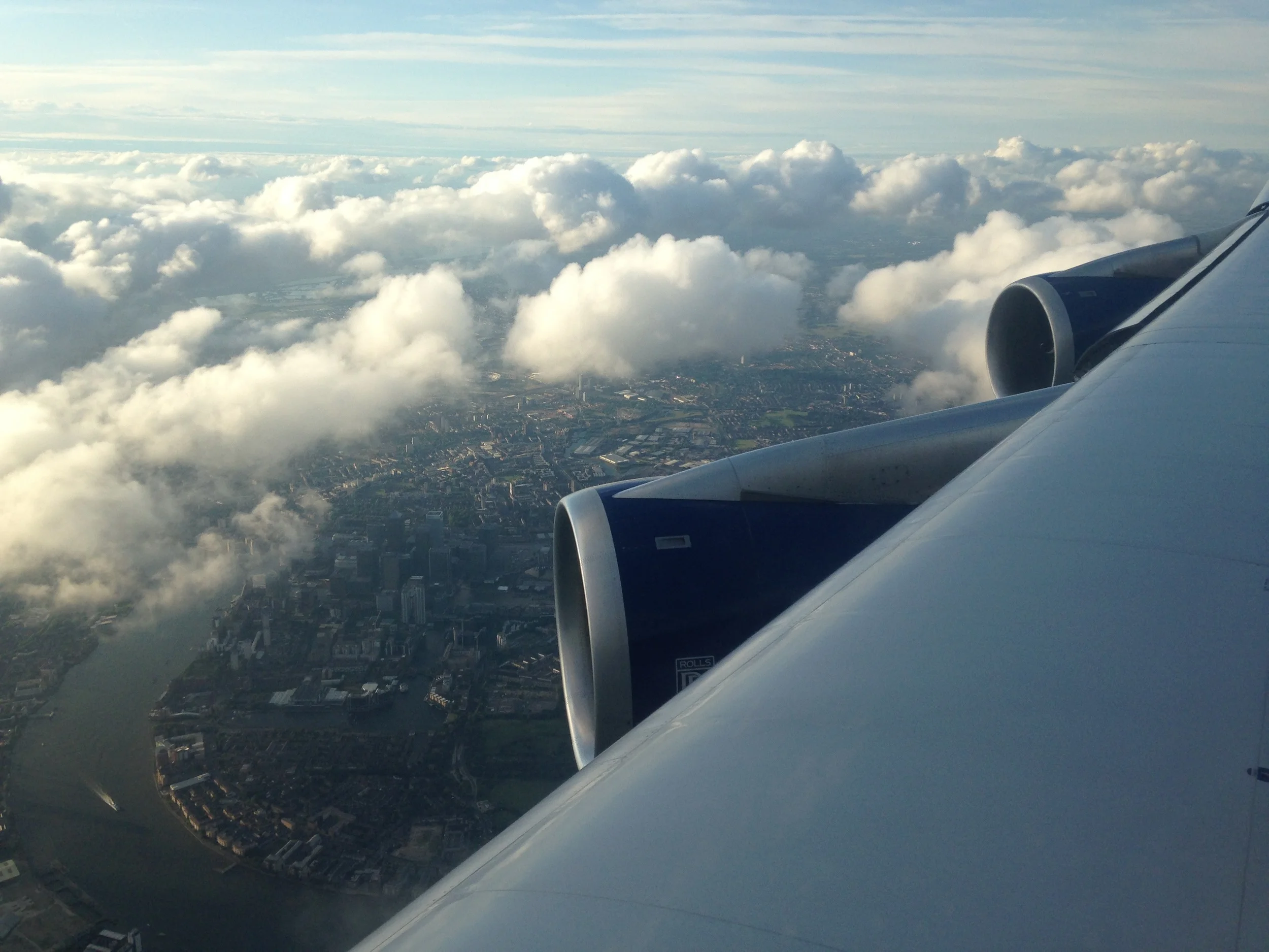Canary Wharf, on approach to London Heathrow