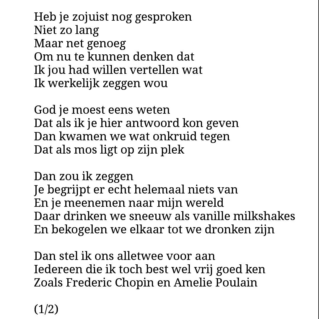Omdat het zo'n twee weken geleden gedichtendag was ;) 
Van oud hartzeer, de dingen die voorbij gaan. 2004

Welk meisje kende Amelie Poulain nou niet? 

#gedicht #po&euml;zie #mos #poetry #taal #woorden #liefde #leren