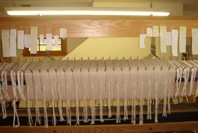 The warp has been wound on the back beam.