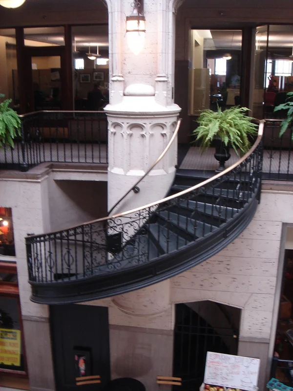 One of several spiral staircases that are no longer in use.