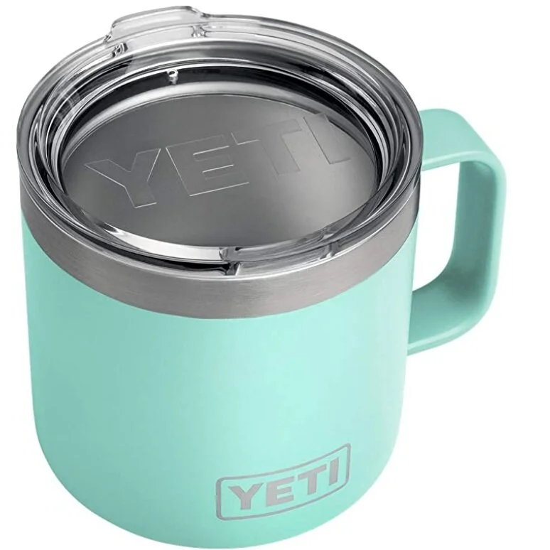 Mint green yeti coffee cup