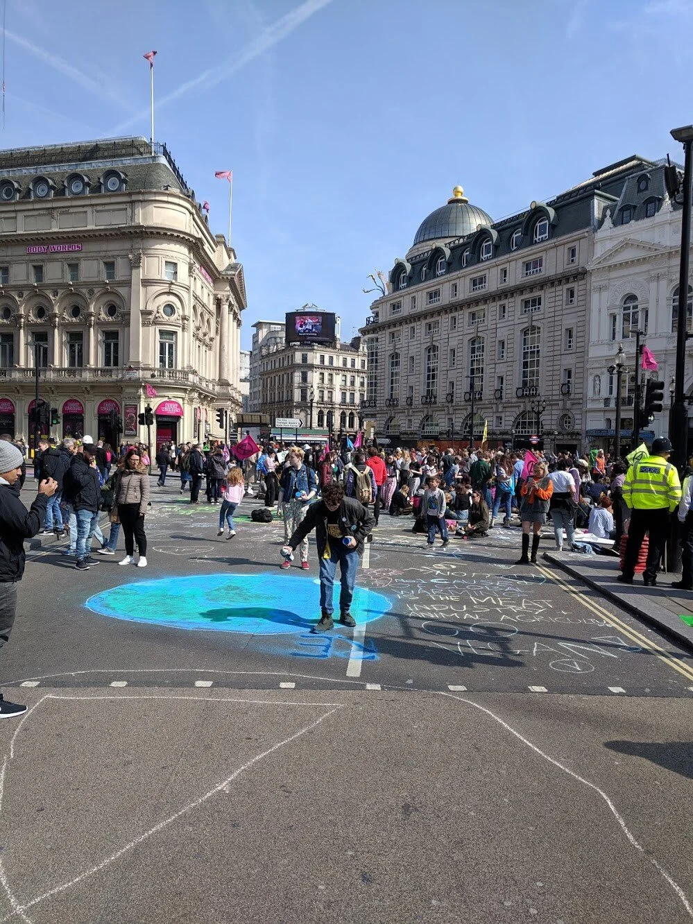 Extinction Rebellion protest, Piccadilly Circus, 15th April 2019 (JAMES FLINT)