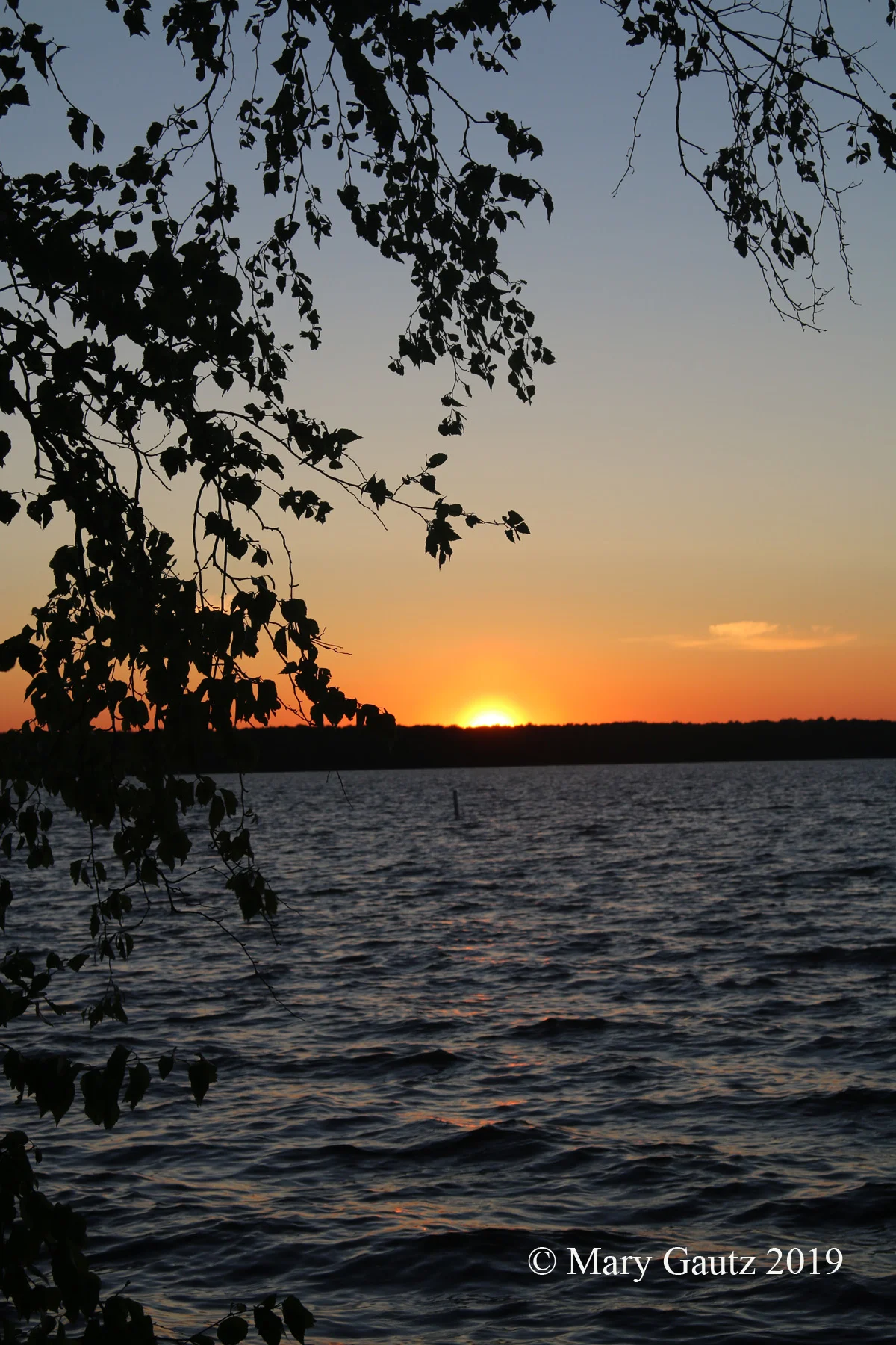 Indian Lake State Park view along the lake trail at Sun set..