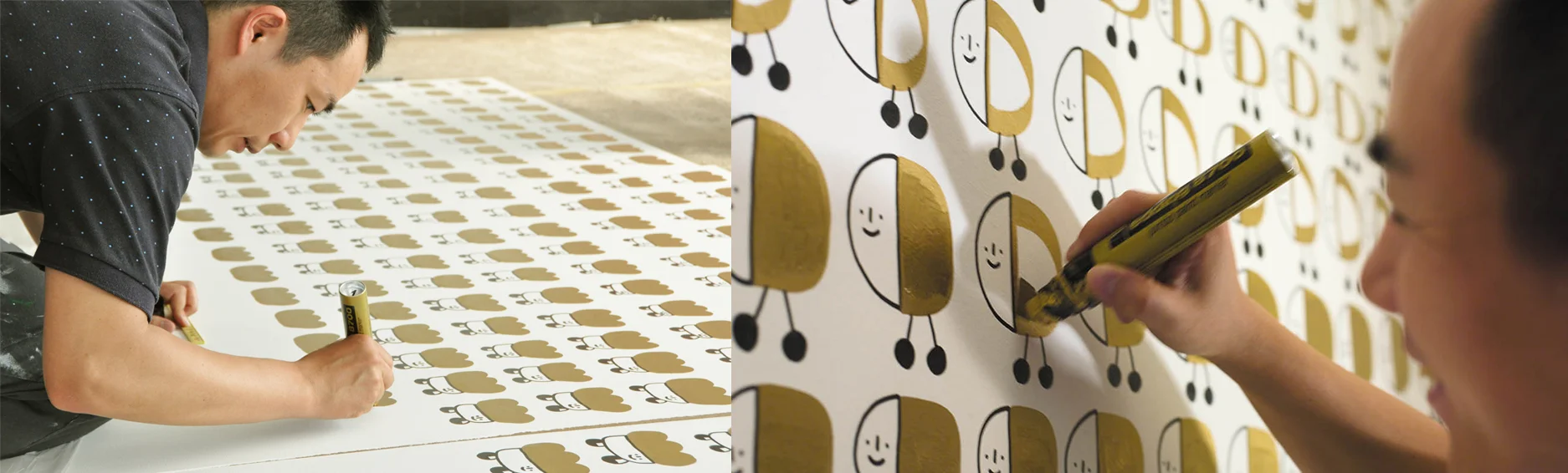Akinori drawing for Pictoplasma conference in 2014. Credit: Left © Pictoplasma / Right © S tripburger